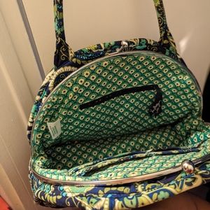 Vera Bradley Blue Green Handbag Paisley w Coinpurse Clasp